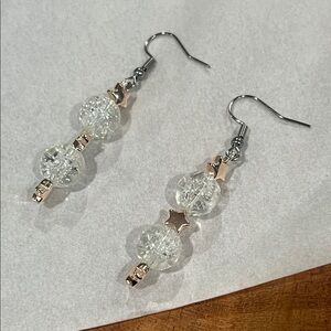 Chic Silver and Gold Star Drop Earrings